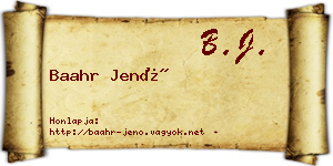 Baahr Jenő névjegykártya